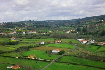 Top view on the village in mountains