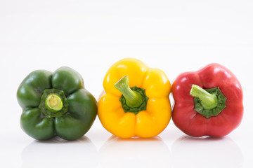 Fresh pepper vegetables isolated on white background