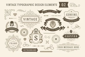 Fotobehang Vintage typographic design elements set vector illustration. © provectors