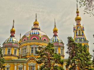 Fototapeta na wymiar Almaty Cathedral, HDR Image, Kazakhstan