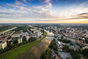 Obraz premium Aerial view of Opole city in Opolskie Voivodeship with old hertiage buildings and wonderful views