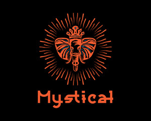 Gorgeous vector logo of indian elephant. He fascinates with his mysticism.