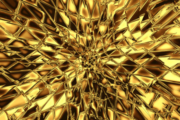 Gold background and glowing golden design, split.