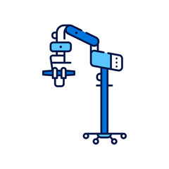 Operating microscope line color icon. Dentistry, ENT surgery, ophthalmic and neurosurgery, plastic surgery.