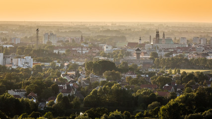 Aerial view of Opole city in Opolskie Voivodeship with old hertiage buildings and wonderful views