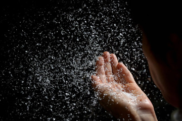 Woman Blowing Fake Snow