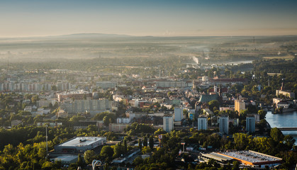 Obraz premium Aerial view of Opole city in Opolskie Voivodeship with old hertiage buildings and wonderful views