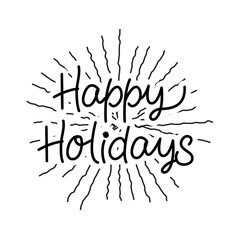 Festive Holiday Hand Lettered Text - Happy Holidays Typography Design Element