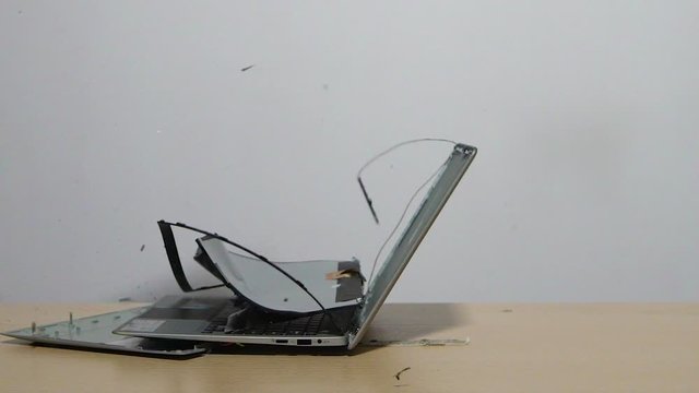 Broken laptop slow motio from 120 fps