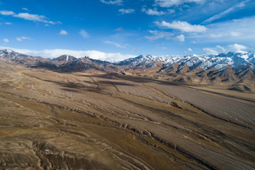 Fototapeta na wymiar aerial view of landscape of surrounding area of Qilian Mountain