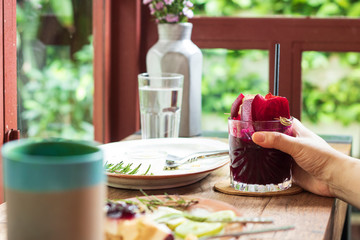 beetroot juice healthy herbal beverage nutrition in a glass