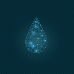 Water drop with structure. Illustration on transparent banckground.