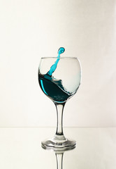 Splash of water in a wine glass