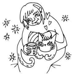 Grandmother and her beloved big cat