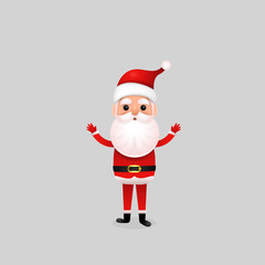 Funny happy Santa Claus character on background. Merry Christmas and Happy New Year. Holiday greeting card. Lifestyle and Holiday concepts.Vector design illustrations.