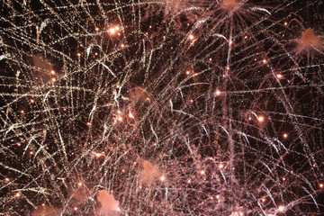Beautiful view of fireworks in the black sky.