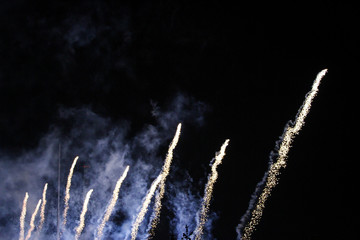 Beautiful view of fireworks in the black sky.