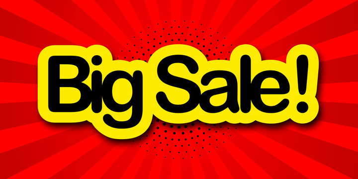 Big Sale Label In Yellow And Red Background