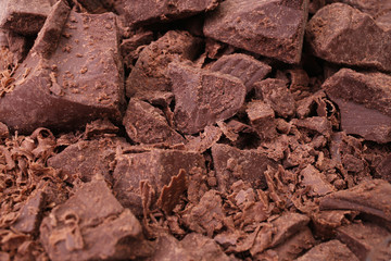 The texture of natural dark chocolate