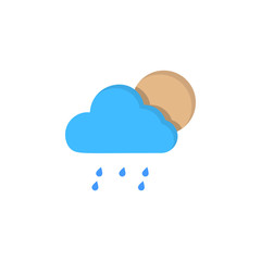 Cloud moon light rain drops icon. Simple line, outline vector of two color weather icons for ui and ux, website or mobile application