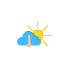 Cloud sun thermometer icon. Simple line, outline vector of two color weather icons for ui and ux, website or mobile application