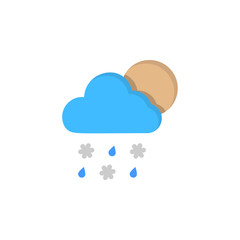 Cloud moon rain drops lightning icon. Simple line, outline vector of two color weather icons for ui and ux, website or mobile application