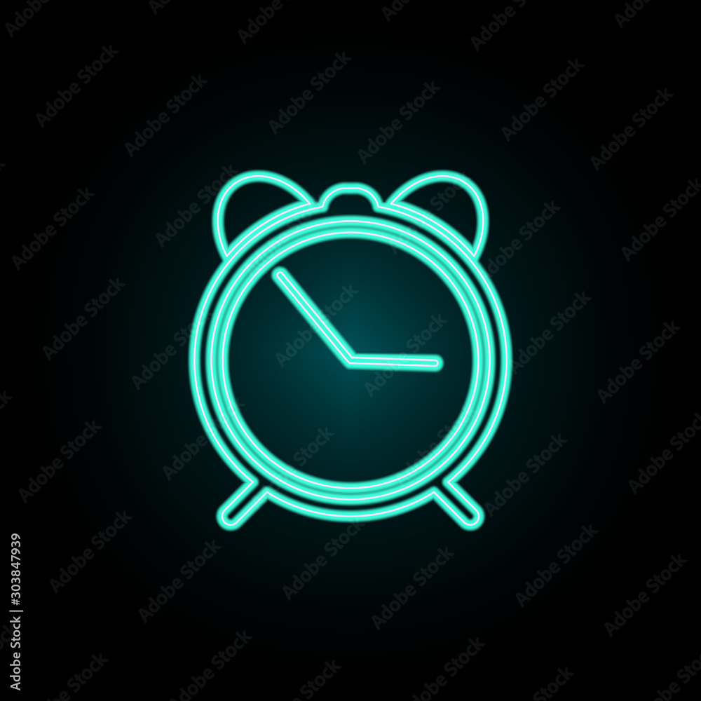 Poster alarm clock neon icon. simple thin line, outline vector of web icons for ui and ux, website or mobil