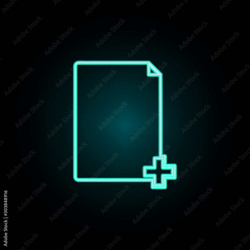 Aufkleber add sheet neon icon. simple thin line, outline vector of web icons for ui and ux, website or mobile 