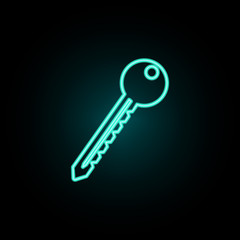Key neon icon. Simple thin line, outline vector of web icons for ui and ux, website or mobile application