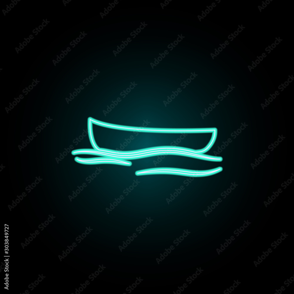 Poster a boat neon icon. simple thin line, outline vector of web icons for ui and ux, website or mobile app