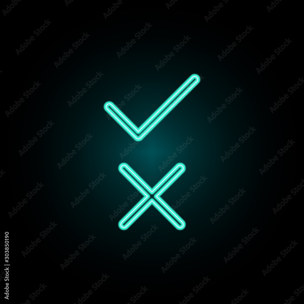 Poster the sign is accepted and denied neon icon. simple thin line, outline vector of web icons for ui and 