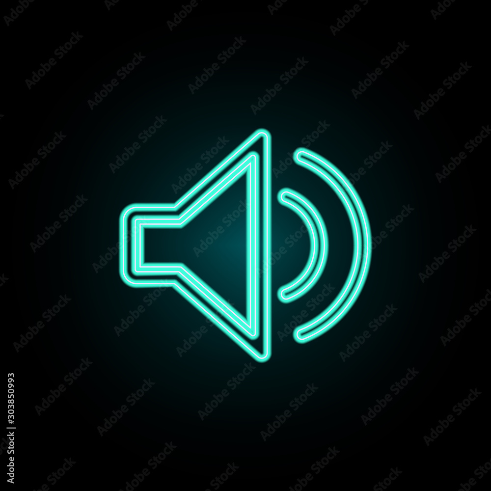 Poster sound on neon icon. simple thin line, outline vector of web icons for ui and ux, website or mobile a