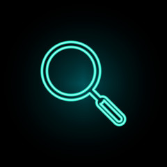 Magnifier neon icon. Simple thin line, outline vector of web icons for ui and ux, website or mobile application