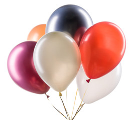 Set of multicolored helium balloons. Element of decorations for party.