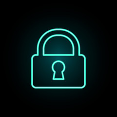 Closed lock neon icon. Simple thin line, outline vector of web icons for ui and ux, website or mobile application