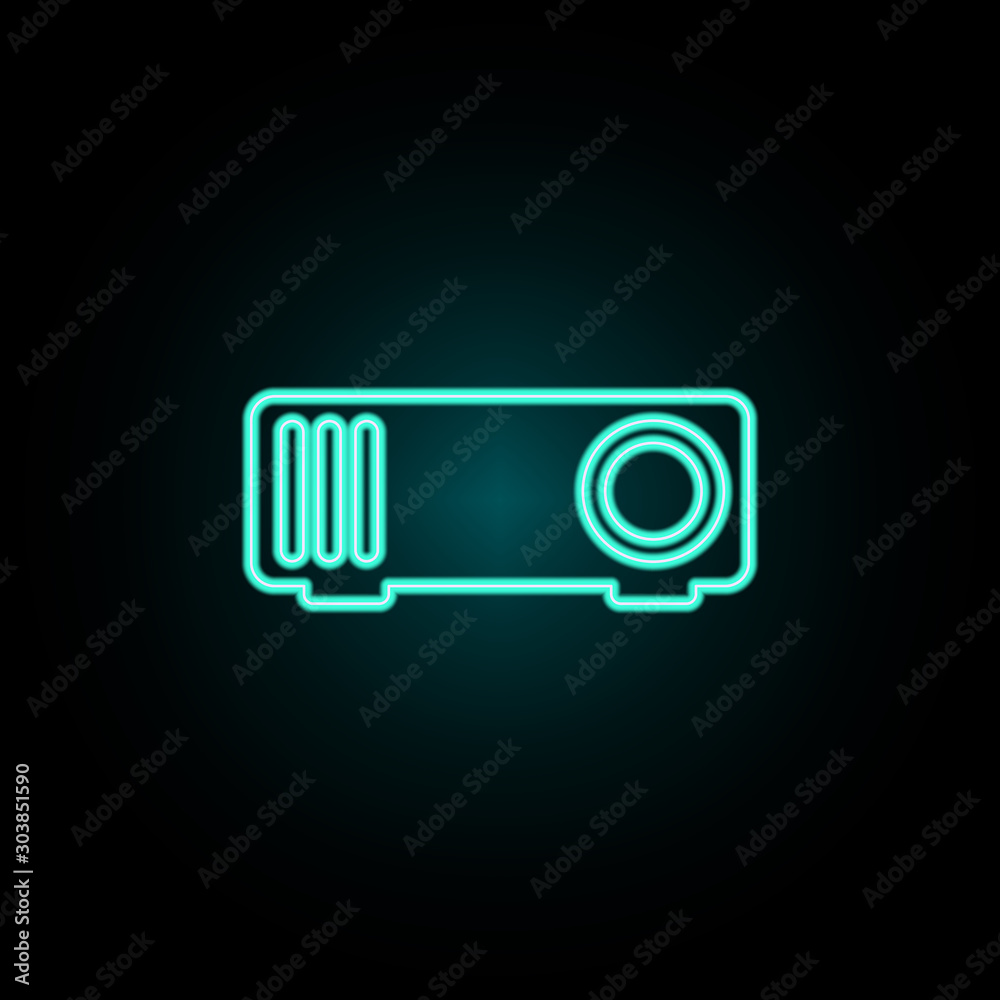 Poster projector neon icon. simple thin line, outline vector of web icons for ui and ux, website or mobile 