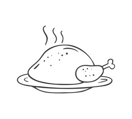 Сhristmas turkey in doodle sketch style.