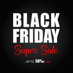 Black Friday lettering sign and logo. Black friday sale banner on black background