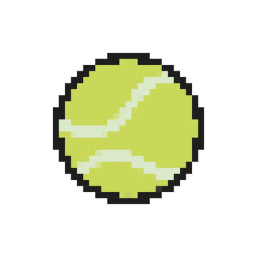 tennis ball 8 bits pixelated style icon