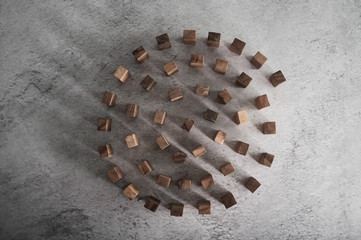 Wooden blocks, used for domino games.