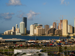 Fototapeta na wymiar Miami buildings view from the port