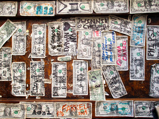 one dollars bills in Bar