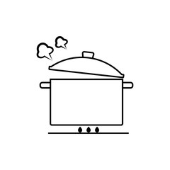 Boiling pan line vector icon illustration isolated on white background