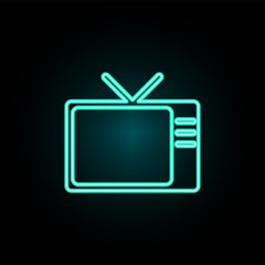 Old tv neon icon. Simple thin line, outline vector of web icons for ui and ux, website or mobile application