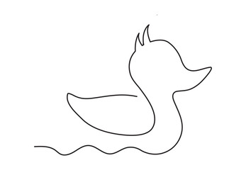 Single continuous line drawing of adorable white duck for company business logo identity. 