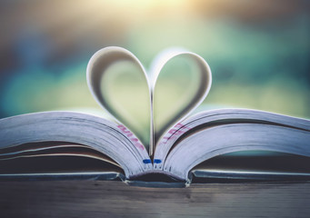 Stack of books in the library and blur  background