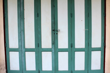 Green ancient wooden door as a background