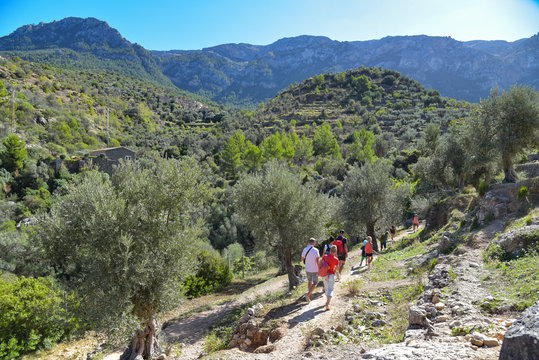 Serra De Tramuntana Mit Wanderern Auf Mallorca