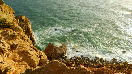 Cape Roca - the famous Cabo da Roca coast in Portugal at sunset - travel photography