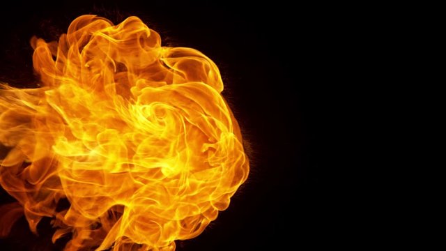 Super Slow Motion Shot of Fire Flame Isolated on Black Background at 1000fps.